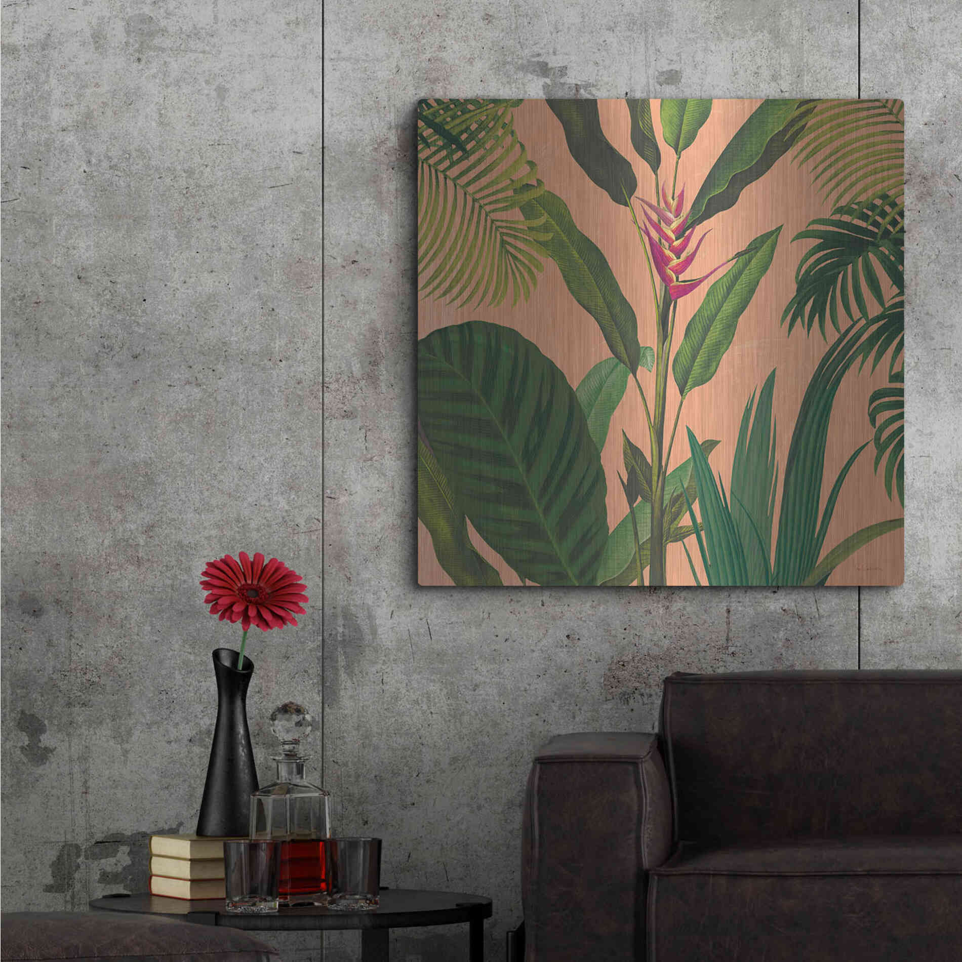 Luxe Metal Art 'Dramatic Tropical II Boho' by Sue Schlabach, Metal Wall Art,36x36