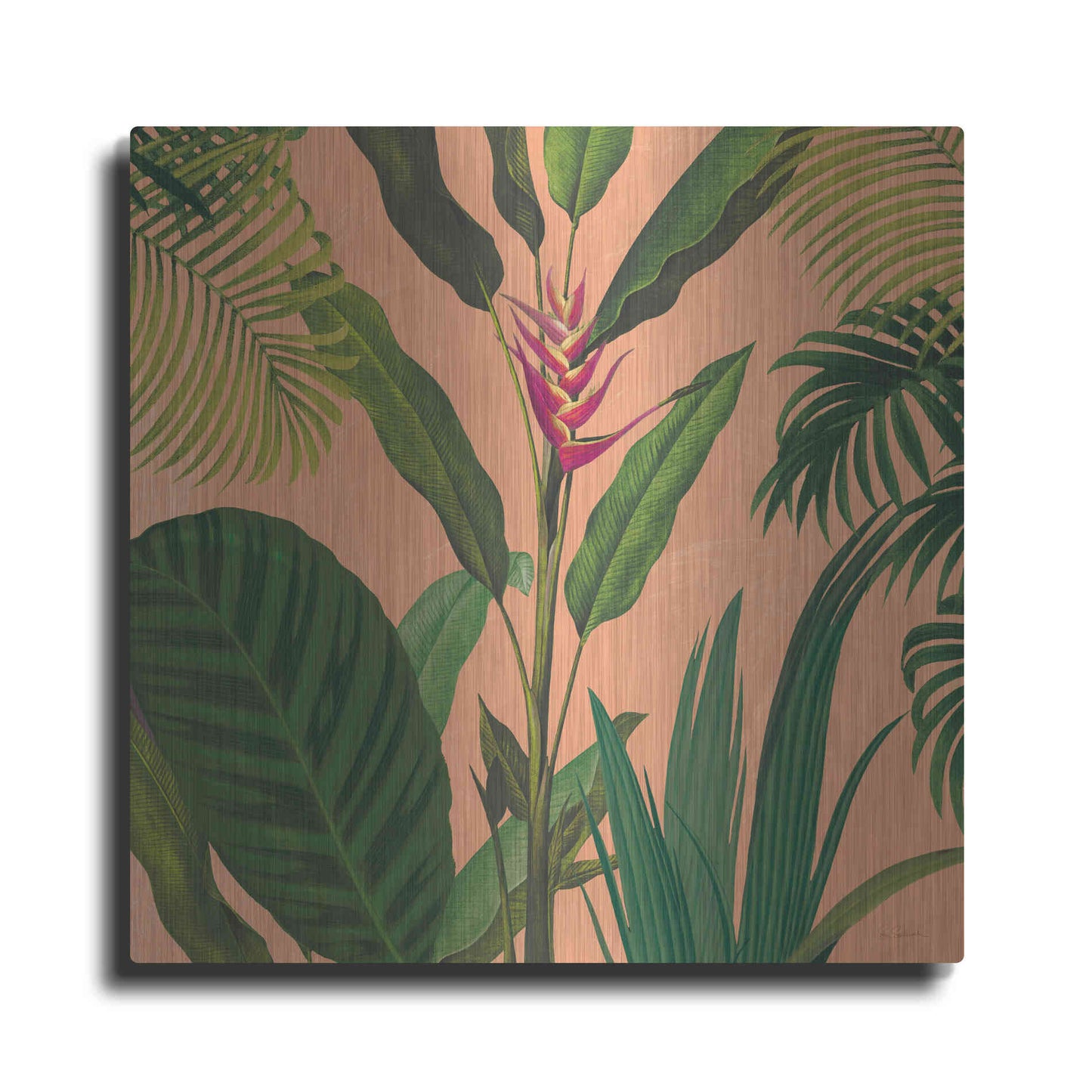 Luxe Metal Art 'Dramatic Tropical II Boho' by Sue Schlabach, Metal Wall Art