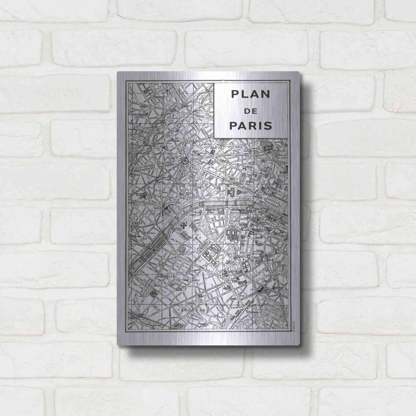 Luxe Metal Art 'Inverted Paris Map' by Sue Schlabach, Metal Wall Art,12x16