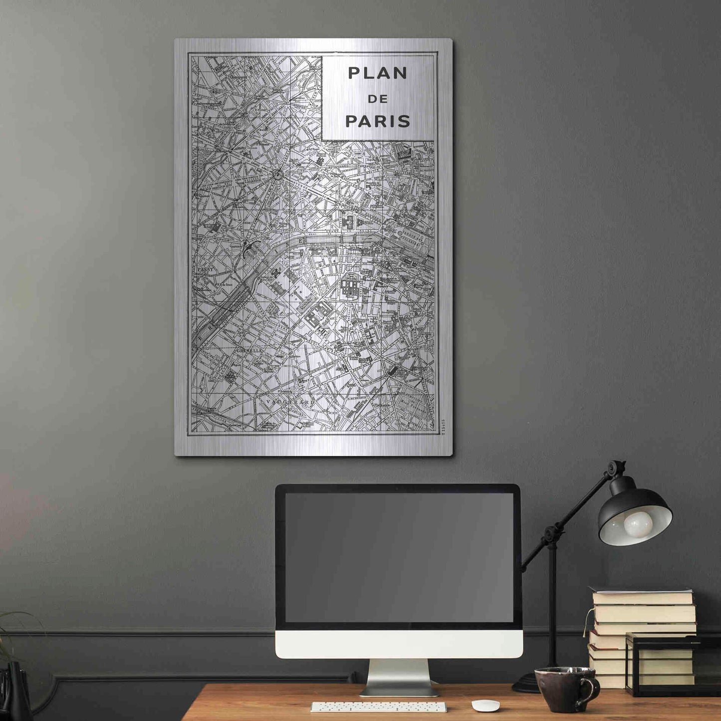 Luxe Metal Art 'Inverted Paris Map' by Sue Schlabach, Metal Wall Art,24x36