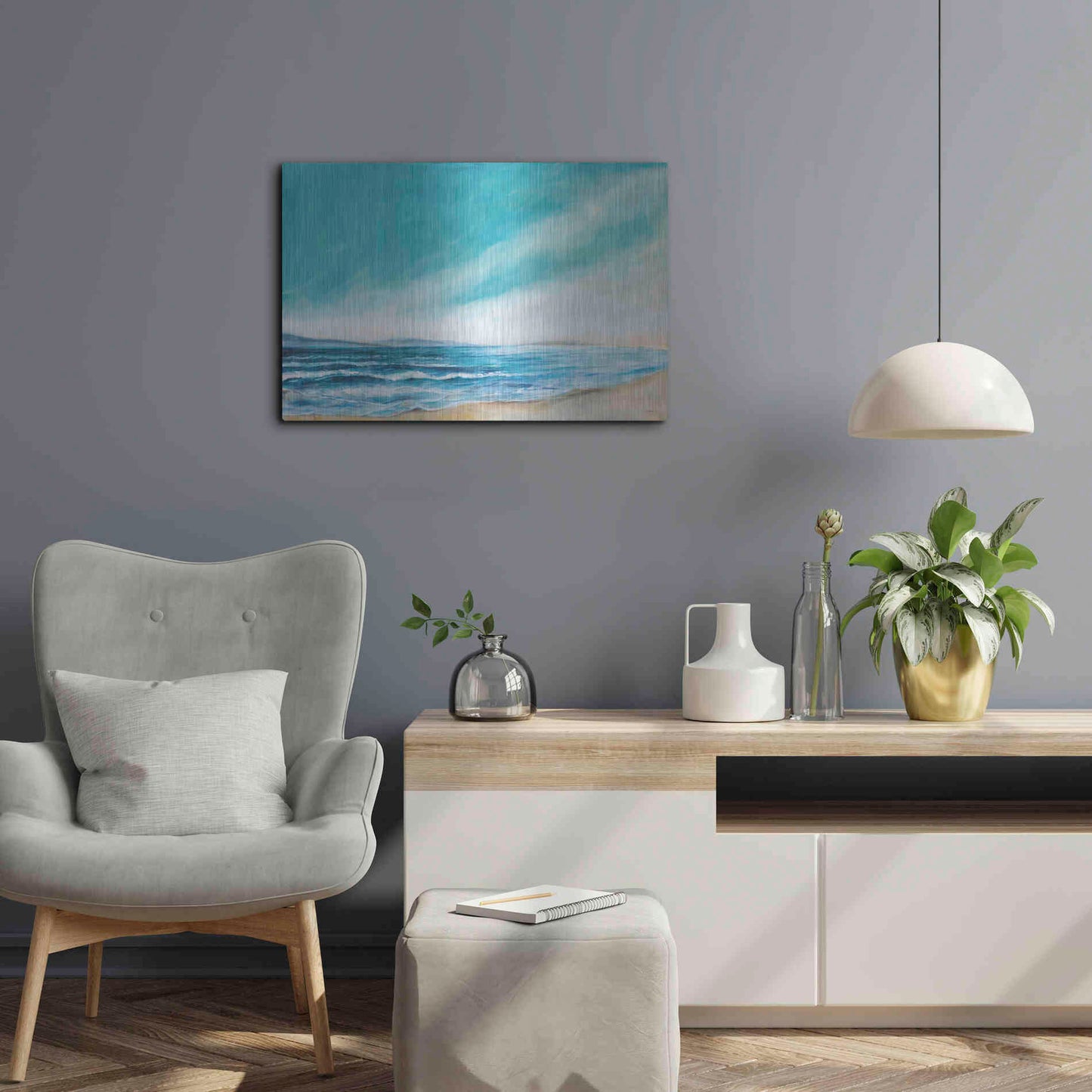 Luxe Metal Art 'Islands and Waves' by Sue Schlabach, Metal Wall Art,24x16