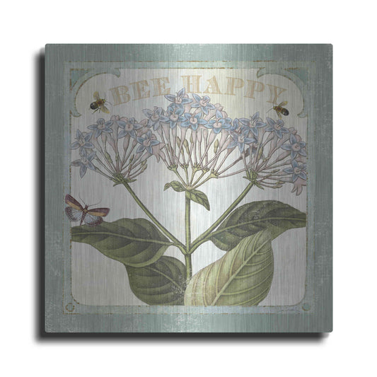 Luxe Metal Art 'Parisian Flowers I Bees' by Sue Schlabach, Metal Wall Art