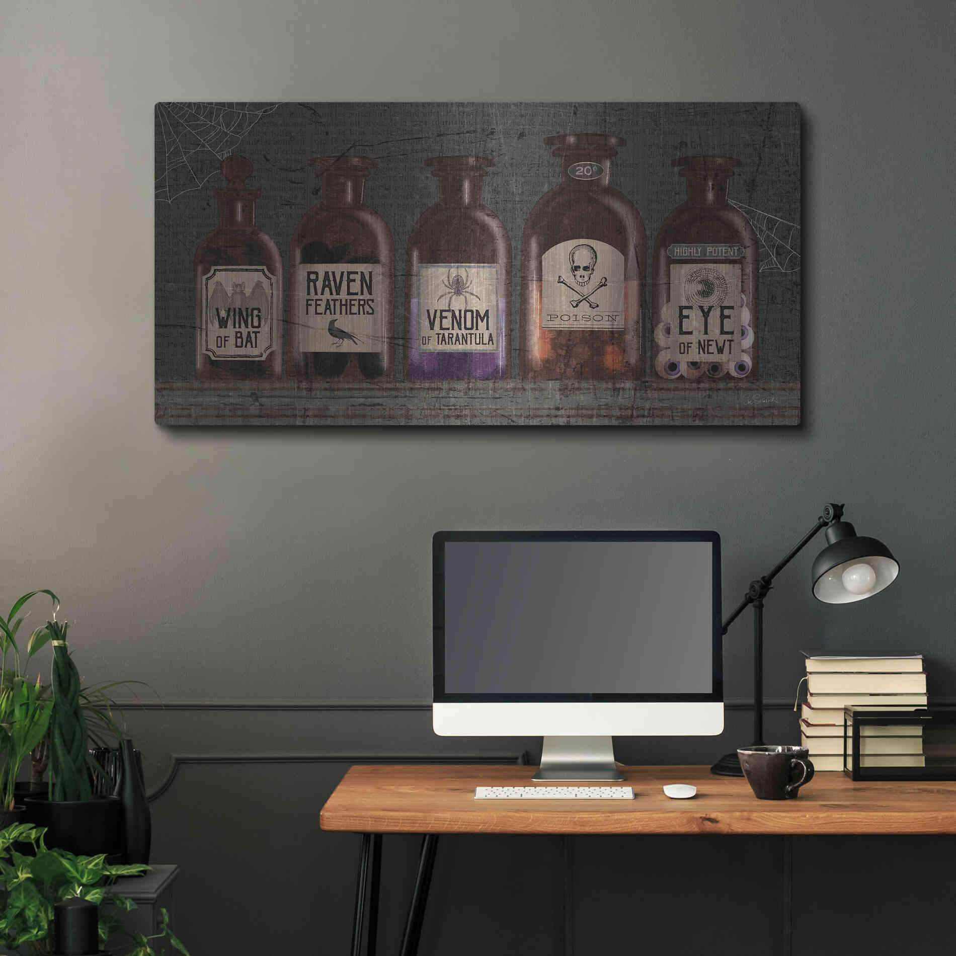 Luxe Metal Art 'Apothecary Noir VI' by Sue Schlabach, Metal Wall Art,48x24