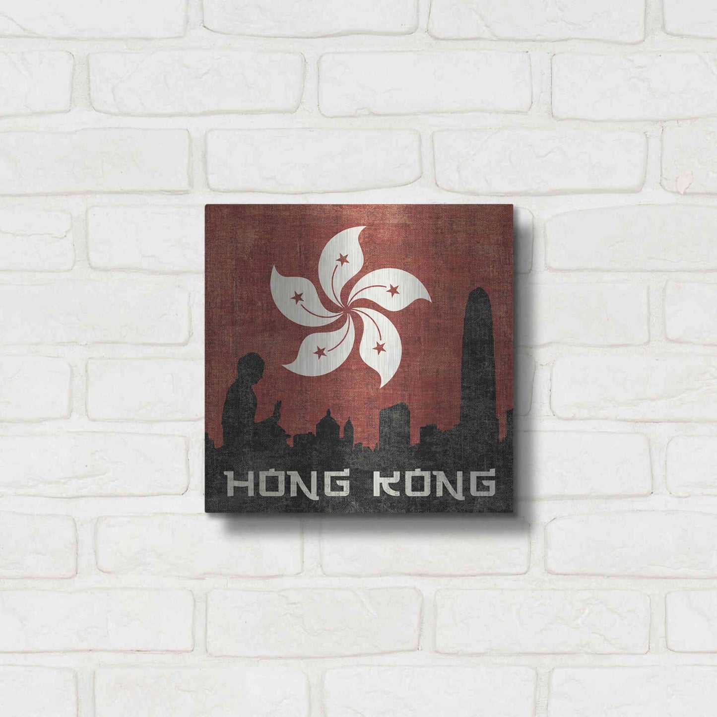 Luxe Metal Art 'Hong Kong' by Moira Hershey, Metal Wall Art,12x12
