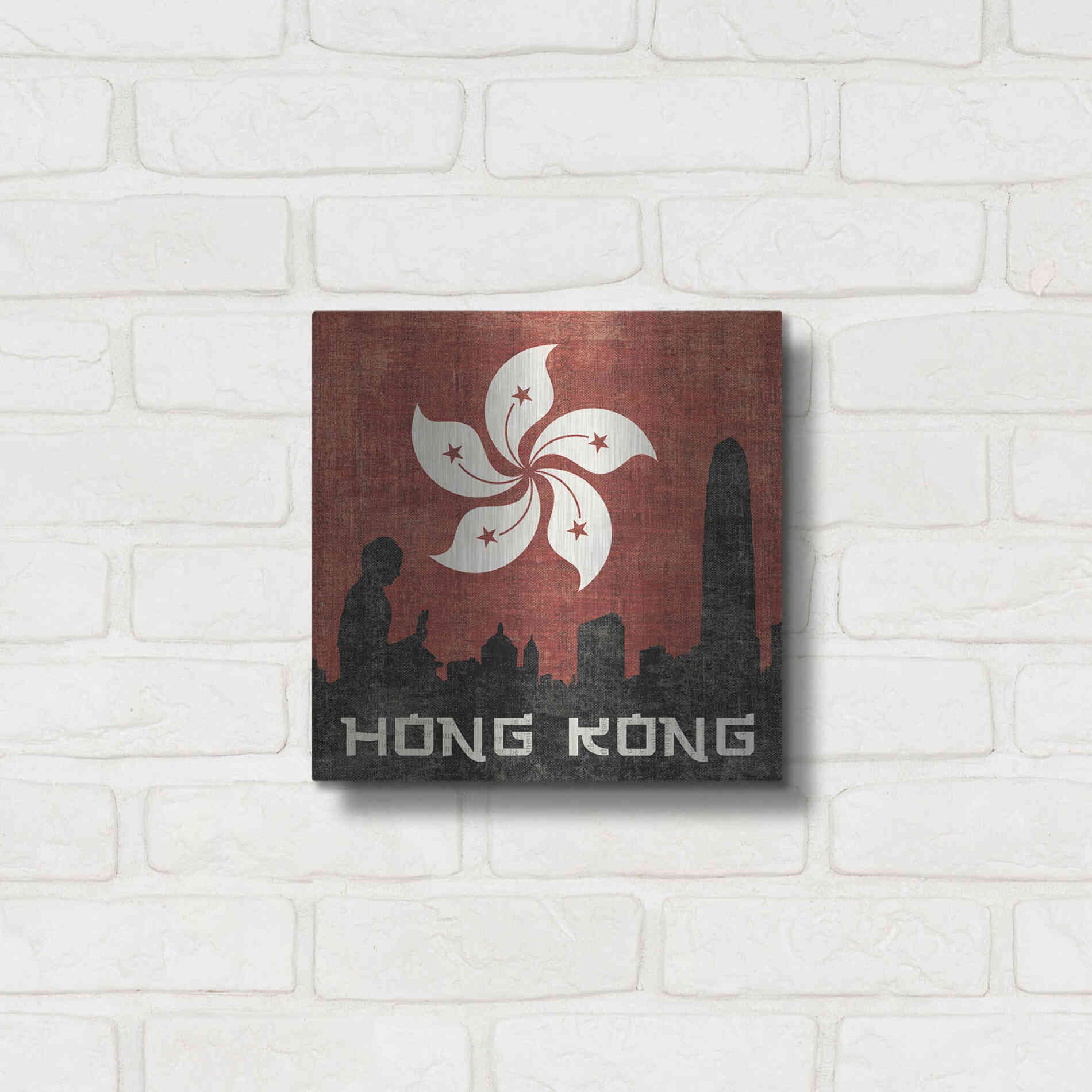 Luxe Metal Art 'Hong Kong' by Moira Hershey, Metal Wall Art,12x12