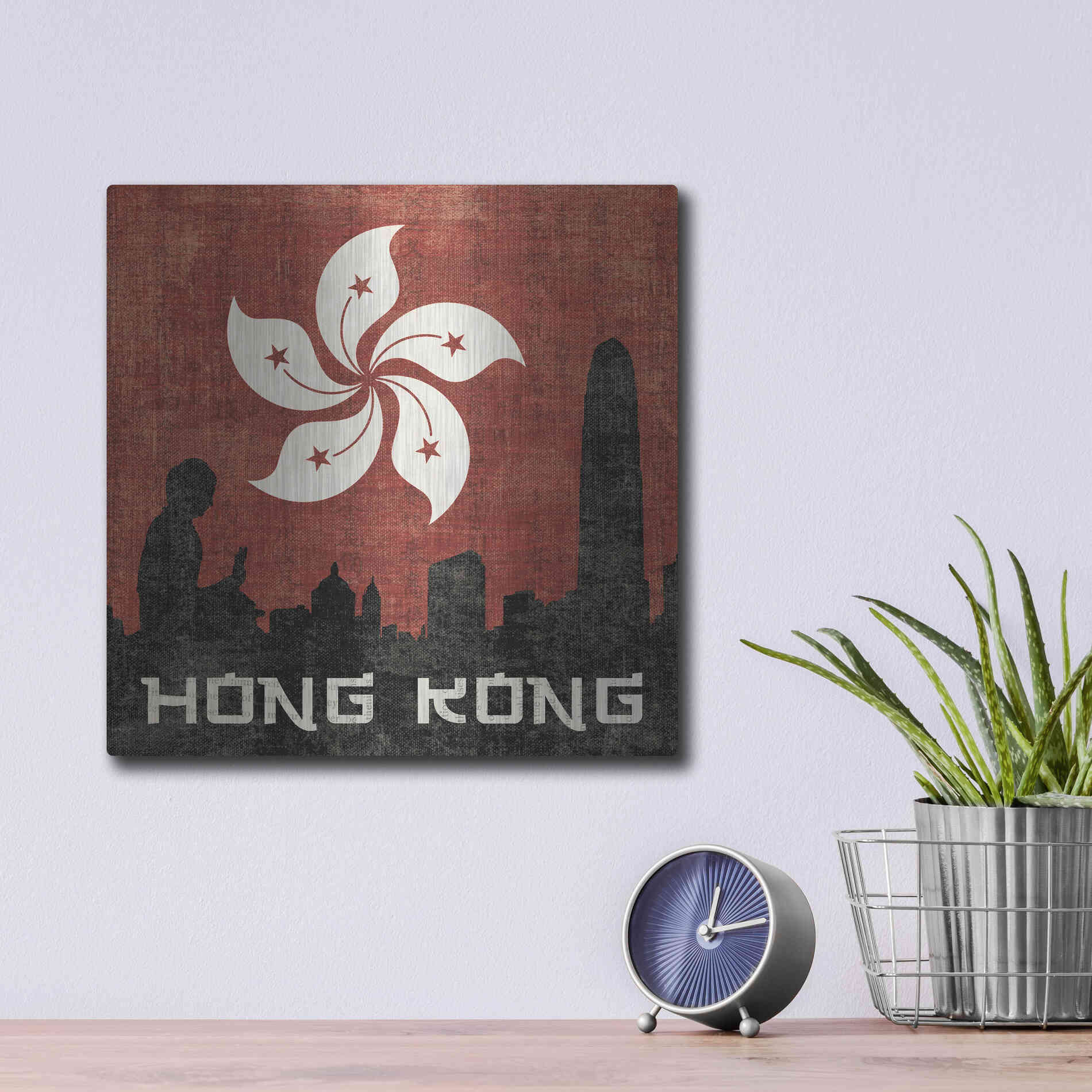 Luxe Metal Art 'Hong Kong' by Moira Hershey, Metal Wall Art,12x12