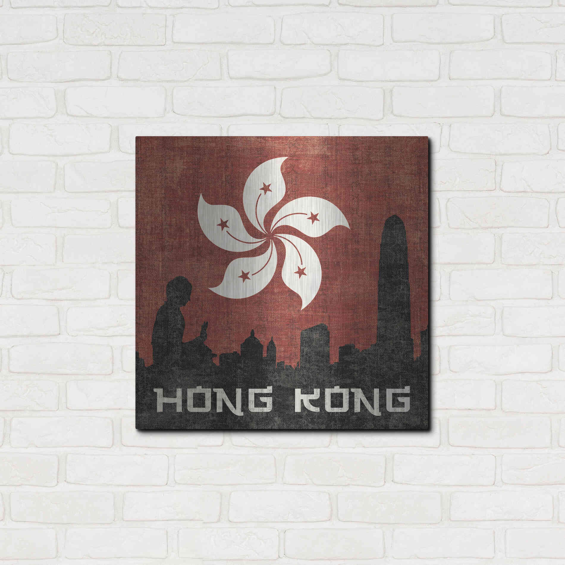 Luxe Metal Art 'Hong Kong' by Moira Hershey, Metal Wall Art,24x24