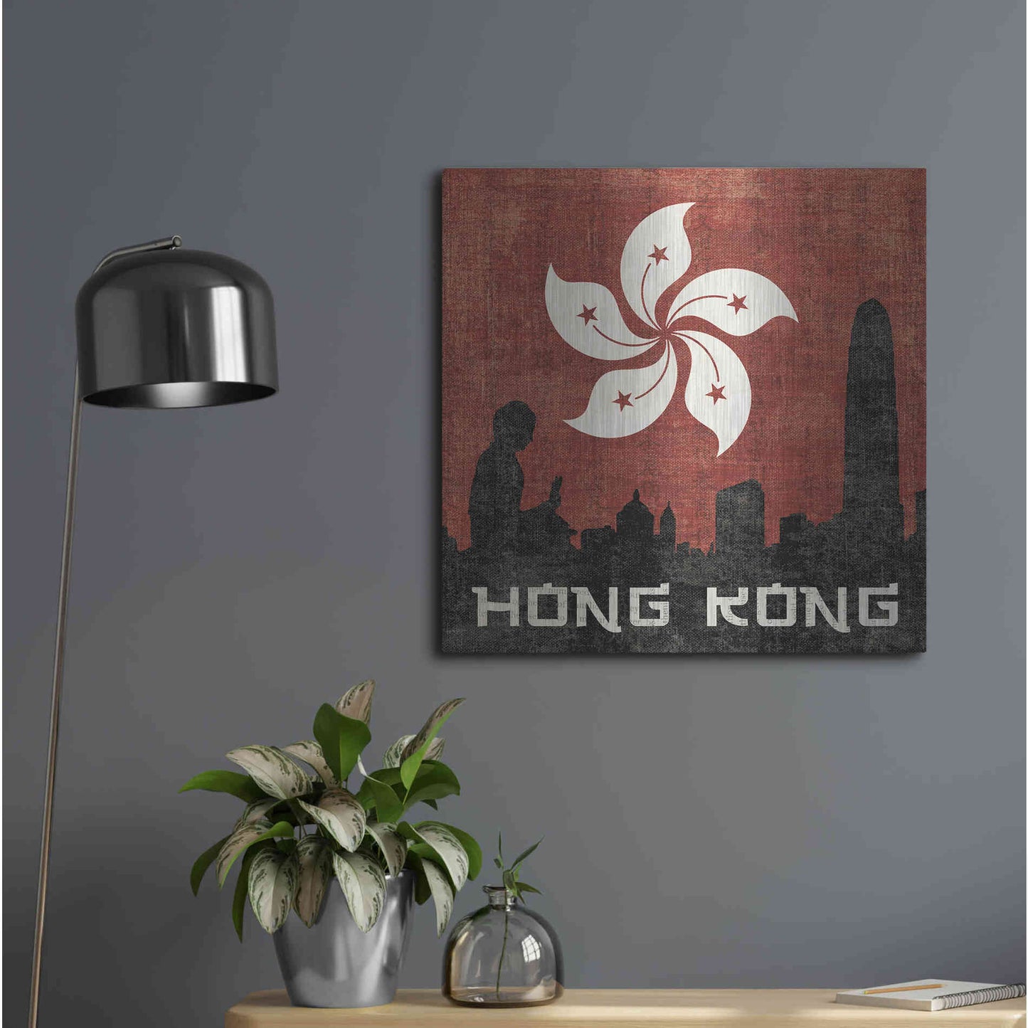 Luxe Metal Art 'Hong Kong' by Moira Hershey, Metal Wall Art,24x24