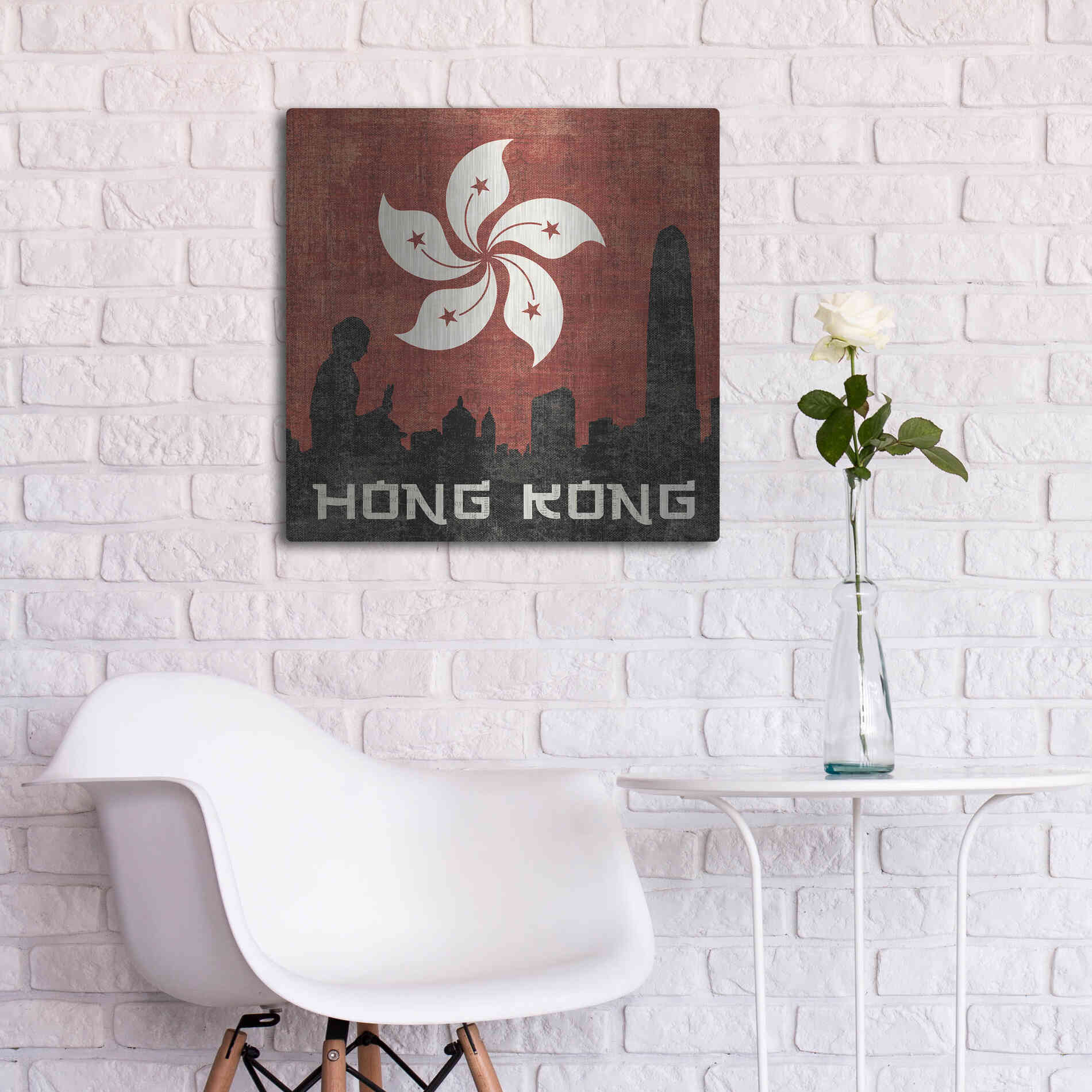 Luxe Metal Art 'Hong Kong' by Moira Hershey, Metal Wall Art,24x24