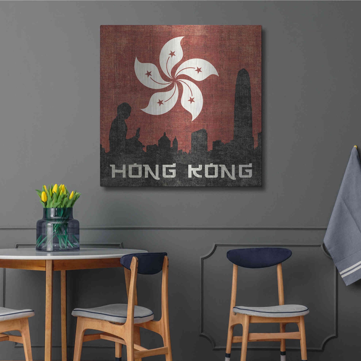 Luxe Metal Art 'Hong Kong' by Moira Hershey, Metal Wall Art,36x36
