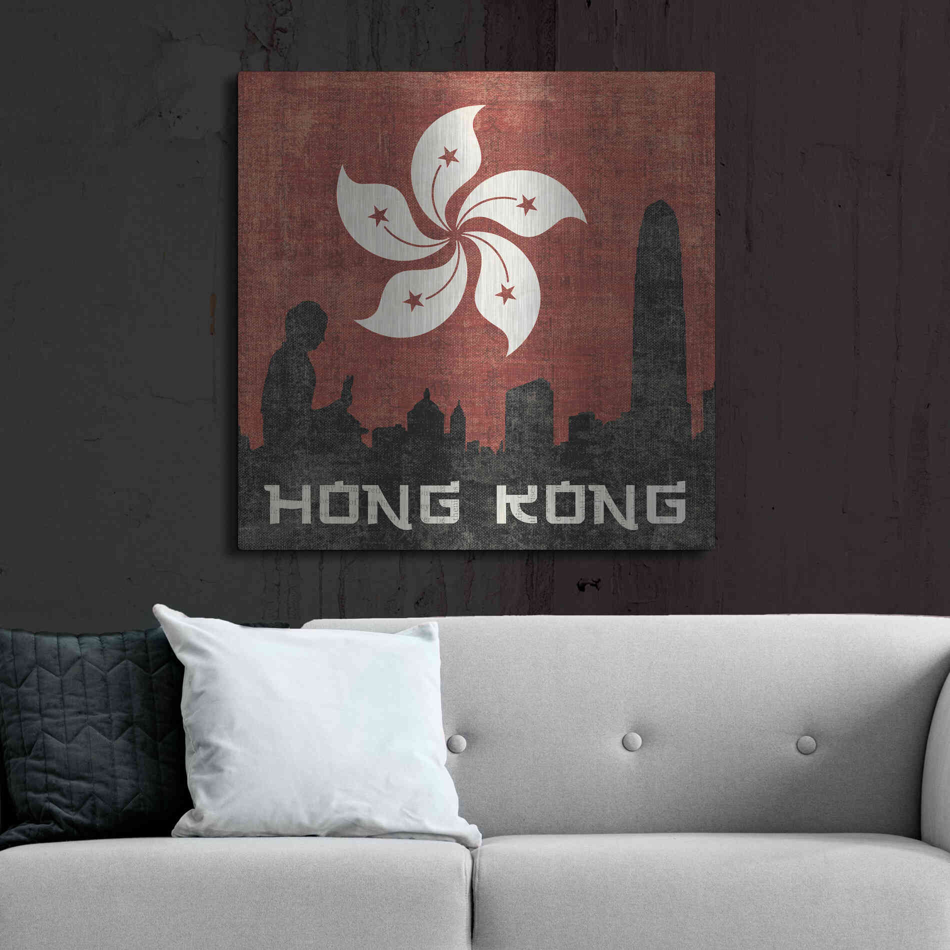 Luxe Metal Art 'Hong Kong' by Moira Hershey, Metal Wall Art,36x36