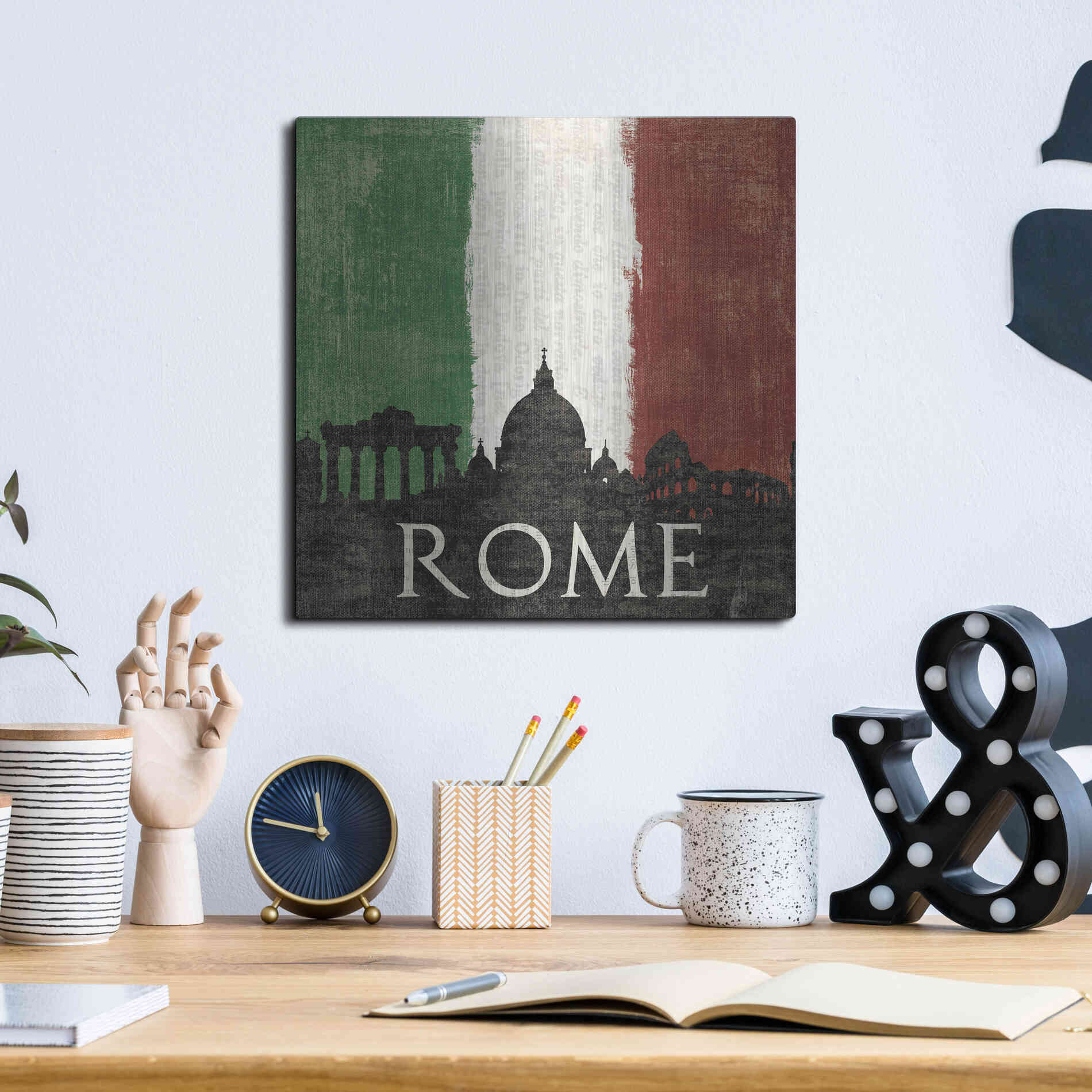 Luxe Metal Art 'Rome' by Moira Hershey, Metal Wall Art,12x12