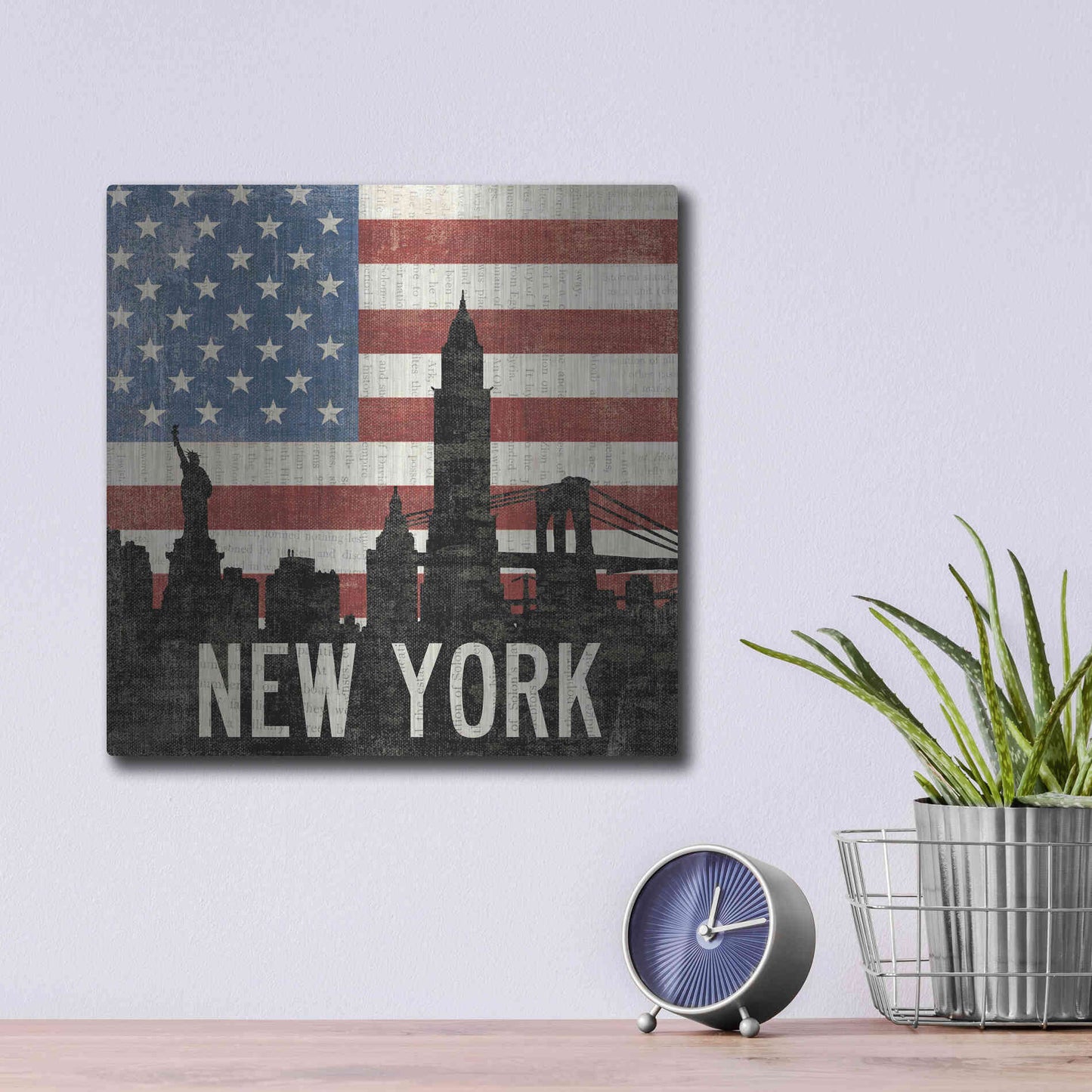 Luxe Metal Art 'New York' by Moira Hershey, Metal Wall Art,12x12