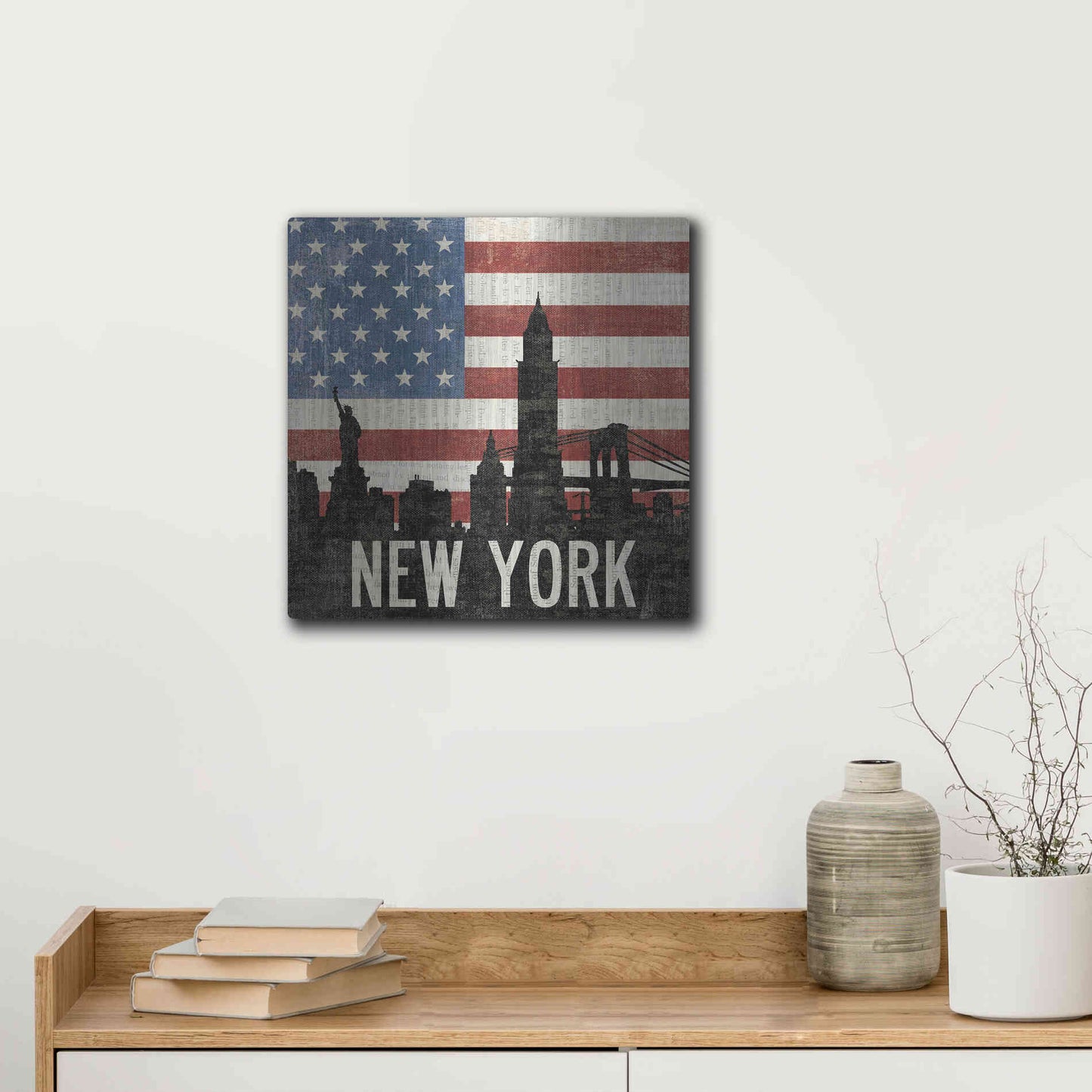 Luxe Metal Art 'New York' by Moira Hershey, Metal Wall Art,12x12