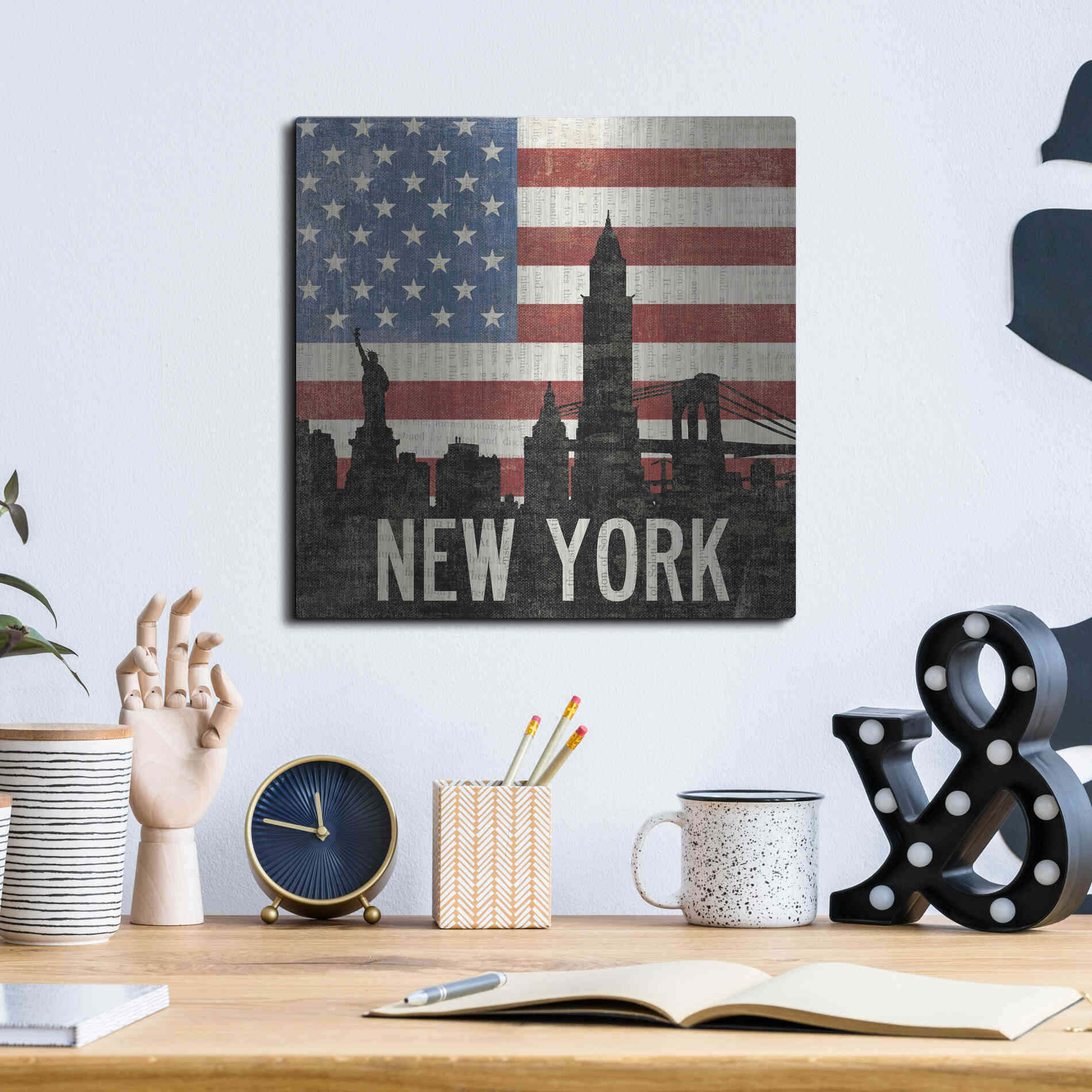 Luxe Metal Art 'New York' by Moira Hershey, Metal Wall Art,12x12