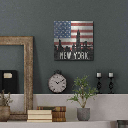 Luxe Metal Art 'New York' by Moira Hershey, Metal Wall Art,12x12