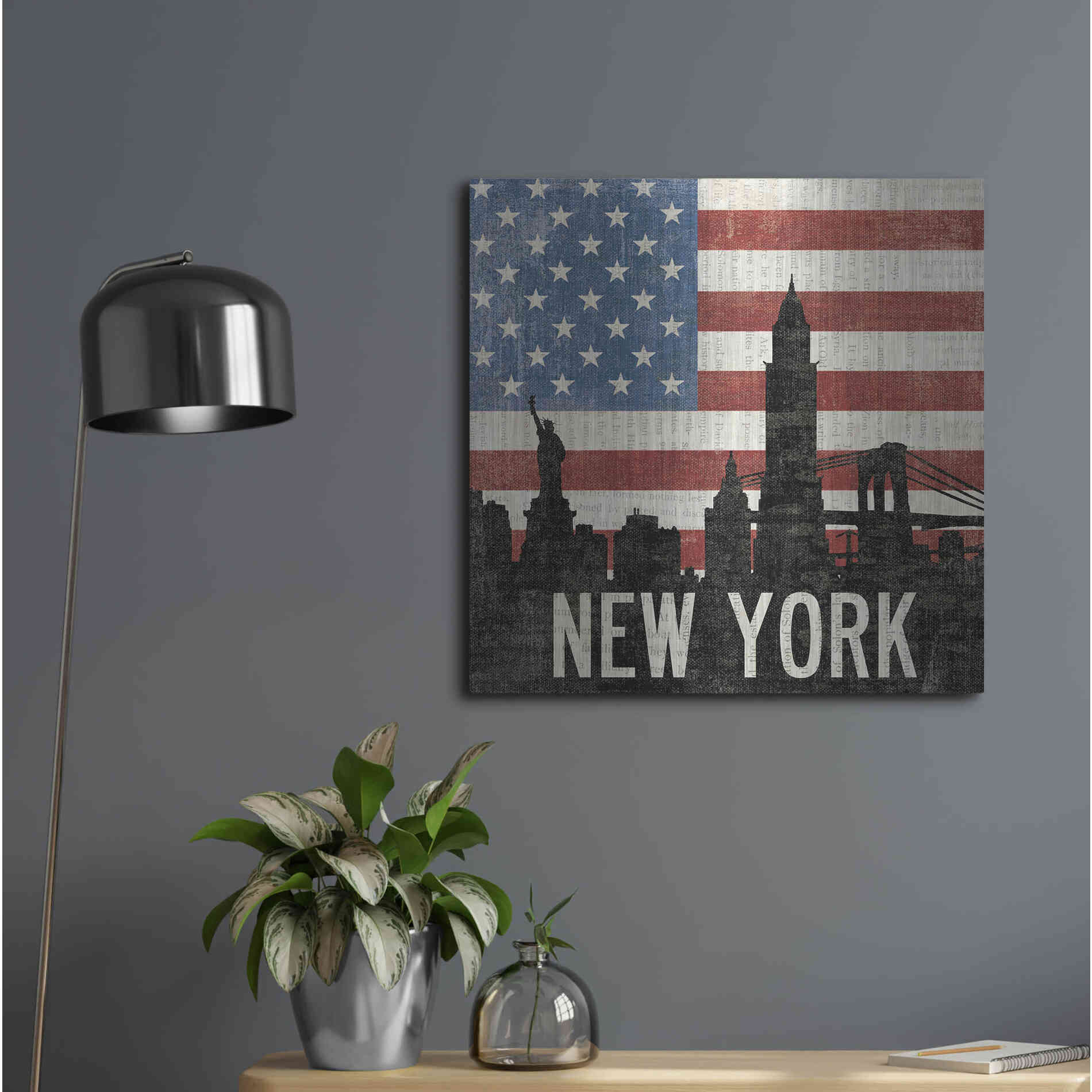 Luxe Metal Art 'New York' by Moira Hershey, Metal Wall Art,24x24