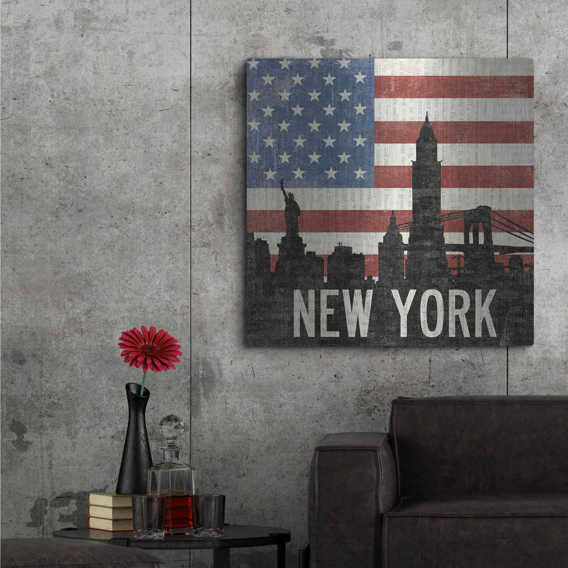 Luxe Metal Art 'New York' by Moira Hershey, Metal Wall Art,36x36