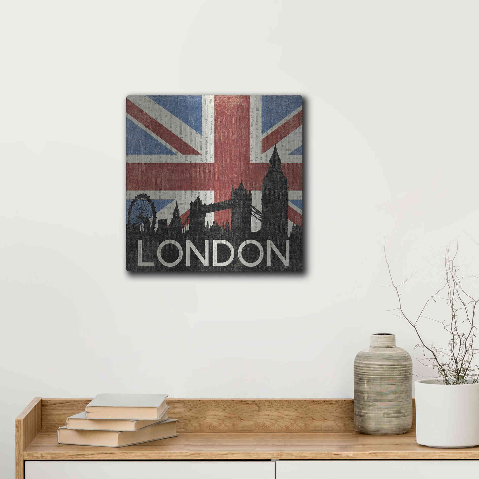 Luxe Metal Art 'London ' by Moira Hershey, Metal Wall Art,12x12