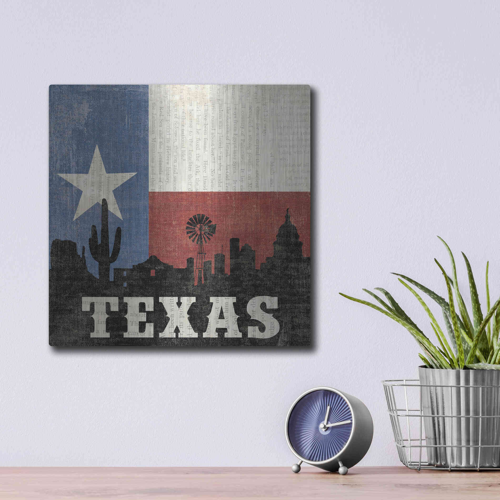 Luxe Metal Art 'Texas' by Moira Hershey, Metal Wall Art,12x12