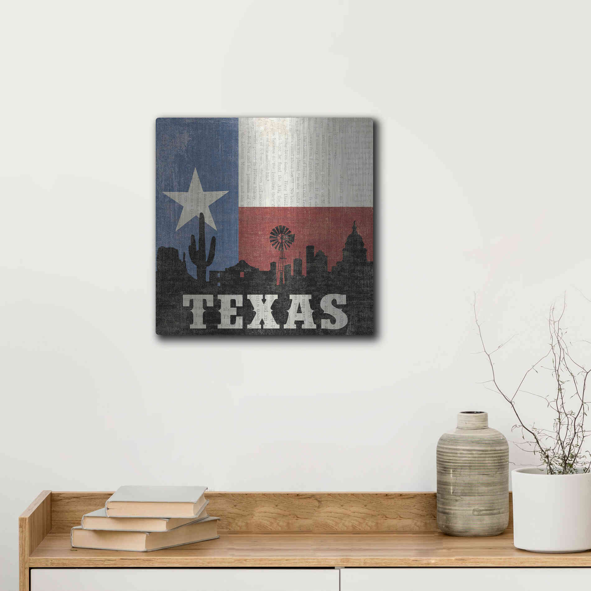 Luxe Metal Art 'Texas' by Moira Hershey, Metal Wall Art,12x12