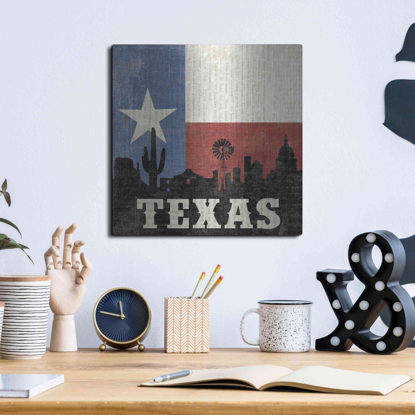 Luxe Metal Art 'Texas' by Moira Hershey, Metal Wall Art,12x12