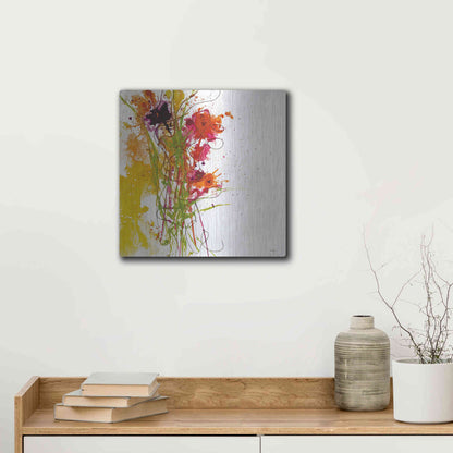 Luxe Metal Art 'Flower Tango on White' by Jan Griggs, Metal Wall Art,12x12