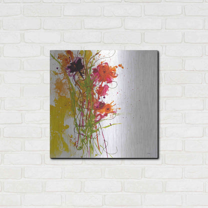 Luxe Metal Art 'Flower Tango on White' by Jan Griggs, Metal Wall Art,24x24