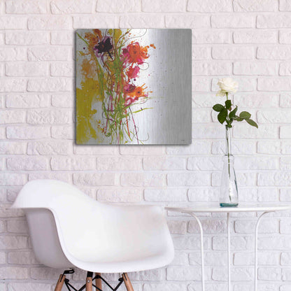 Luxe Metal Art 'Flower Tango on White' by Jan Griggs, Metal Wall Art,24x24