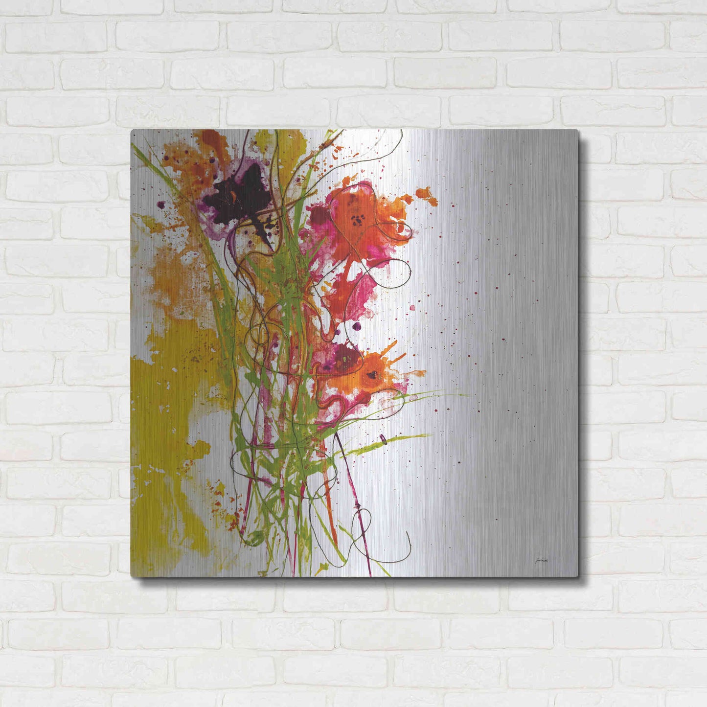 Luxe Metal Art 'Flower Tango on White' by Jan Griggs, Metal Wall Art,36x36