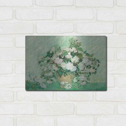 Luxe Metal Art 'Roses' by Vincent Van Gogh, Metal Wall Art,16x12