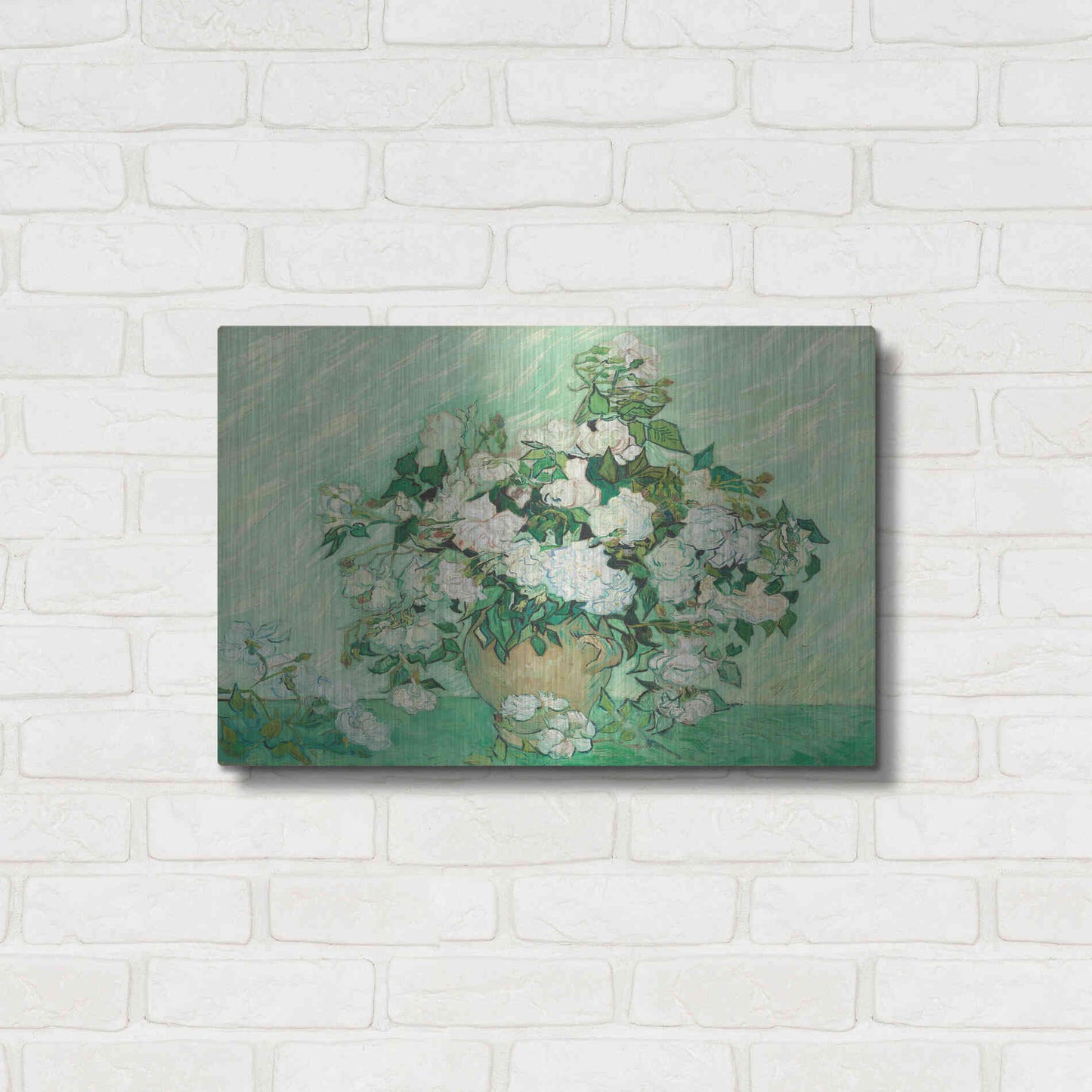 Luxe Metal Art 'Roses' by Vincent Van Gogh, Metal Wall Art,24x16