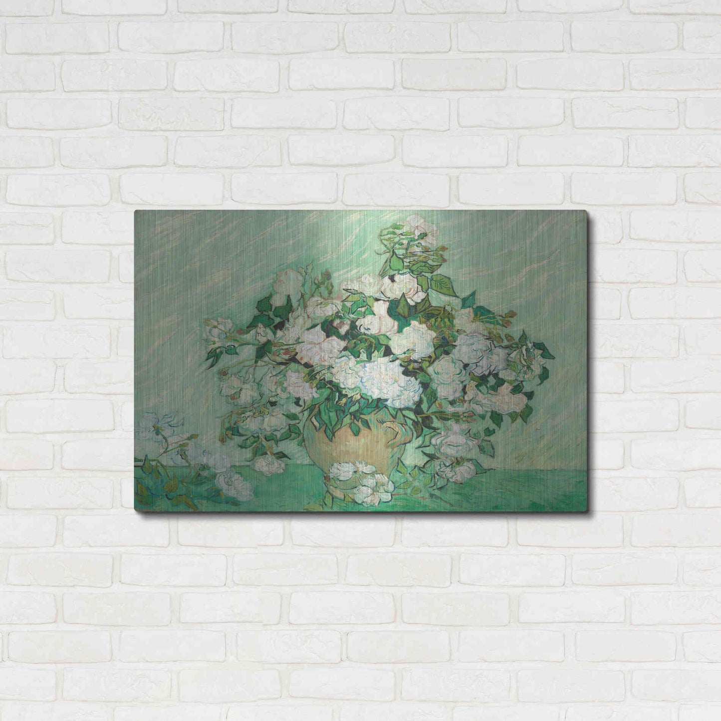 Luxe Metal Art 'Roses' by Vincent Van Gogh, Metal Wall Art,36x24