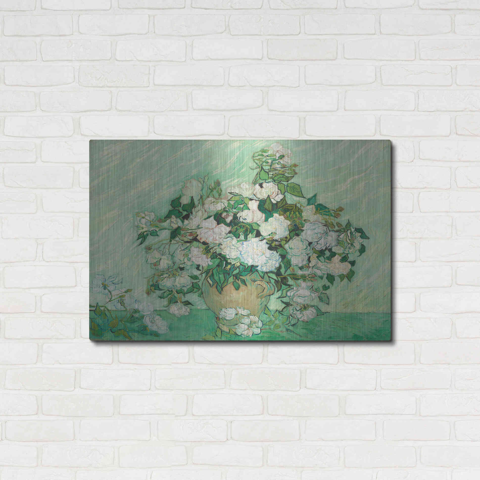Luxe Metal Art 'Roses' by Vincent Van Gogh, Metal Wall Art,36x24