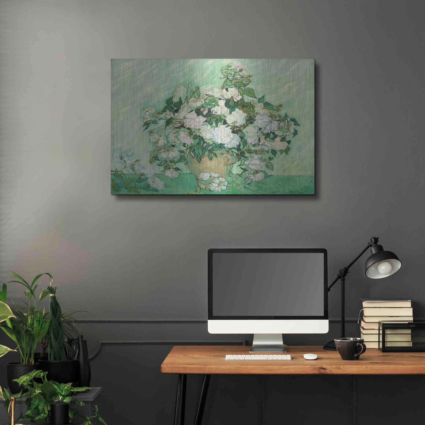 Luxe Metal Art 'Roses' by Vincent Van Gogh, Metal Wall Art,36x24