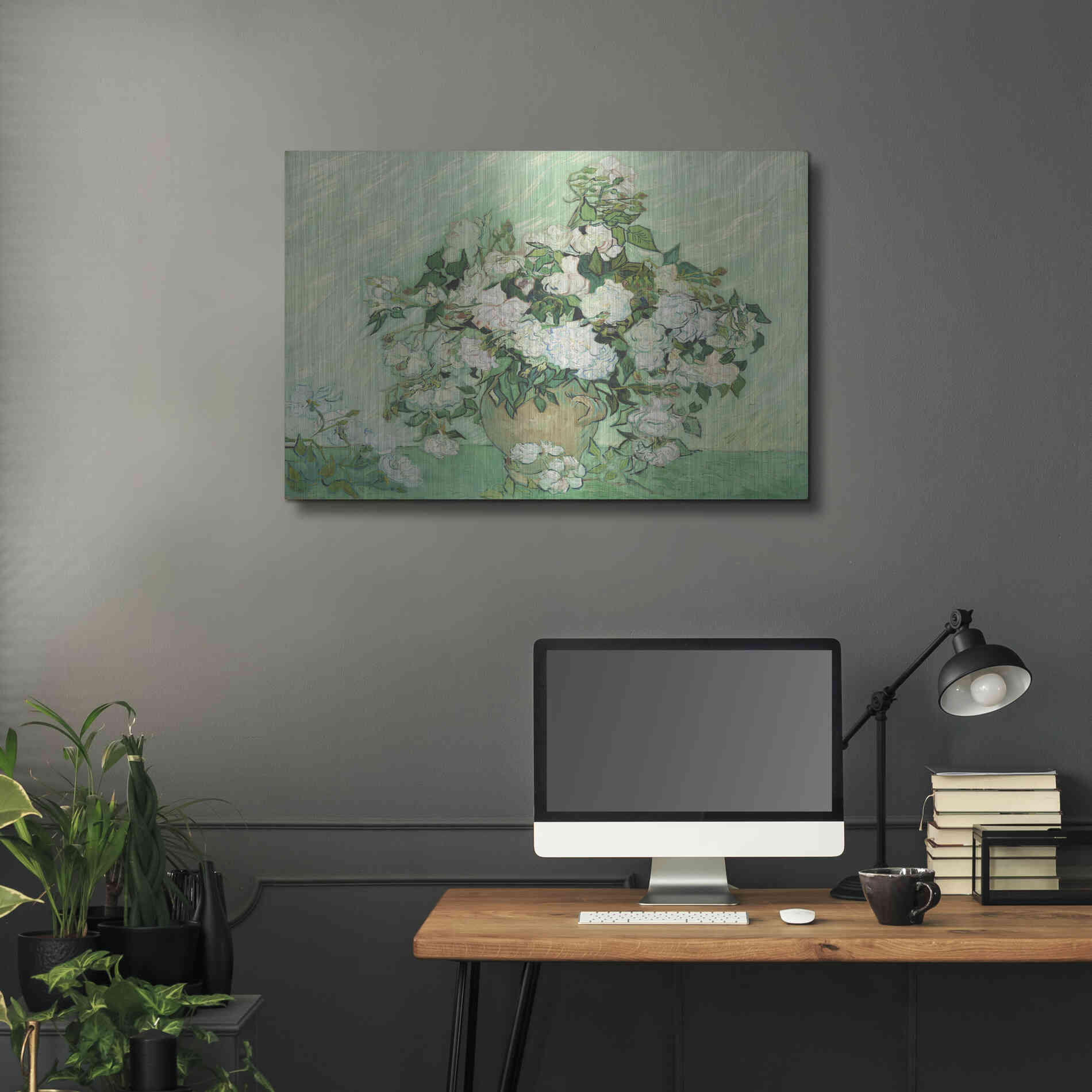 Luxe Metal Art 'Roses' by Vincent Van Gogh, Metal Wall Art,36x24