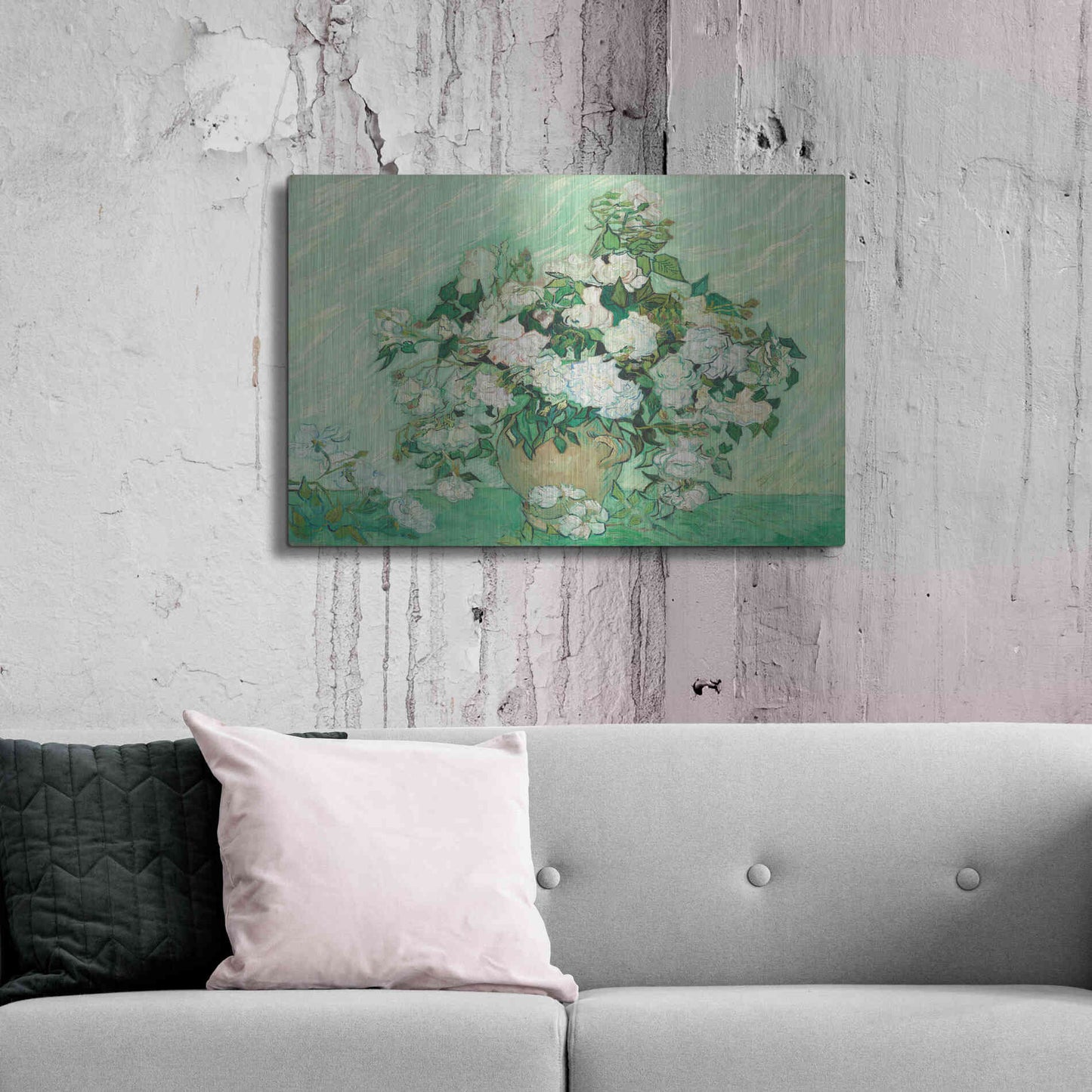 Luxe Metal Art 'Roses' by Vincent Van Gogh, Metal Wall Art,36x24