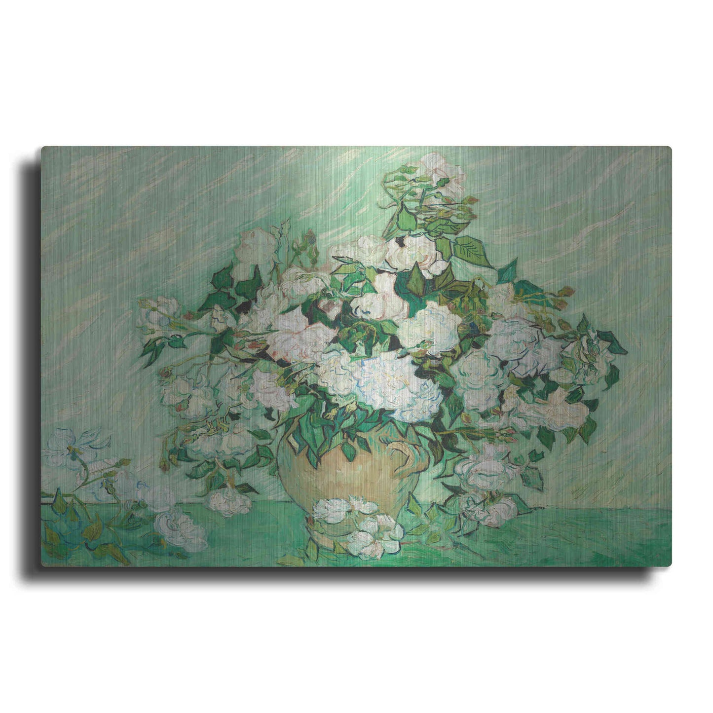 Luxe Metal Art 'Roses' by Vincent Van Gogh, Metal Wall Art