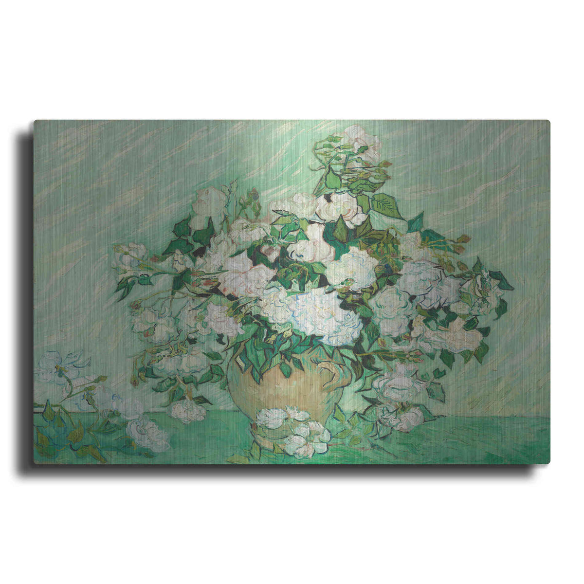 Luxe Metal Art 'Roses' by Vincent Van Gogh, Metal Wall Art