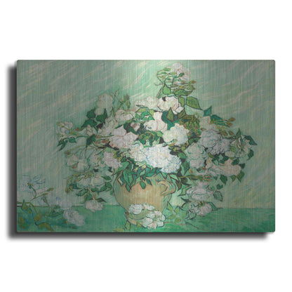 Luxe Metal Art 'Roses' by Vincent Van Gogh, Metal Wall Art
