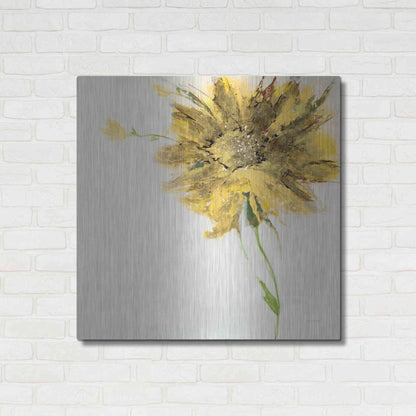 Luxe Metal Art 'Yellow Daisy on White' by Jan Griggs, Metal Wall Art,36x36