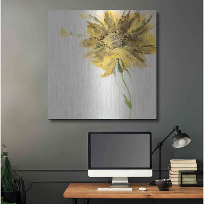 Luxe Metal Art 'Yellow Daisy on White' by Jan Griggs, Metal Wall Art,36x36