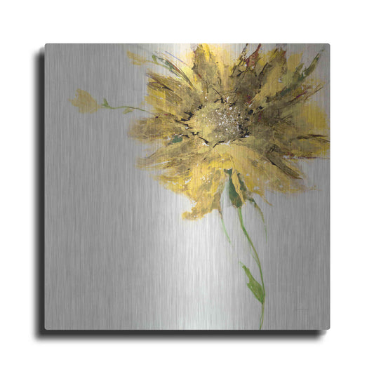 Luxe Metal Art 'Yellow Daisy on White' by Jan Griggs, Metal Wall Art