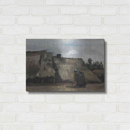Luxe Metal Art 'A Peasant Woman Digging In Front Of Her Cottage' by Vincent Van Gogh, Metal Wall Art,24x16