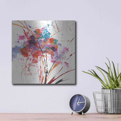 Luxe Metal Art 'Floral Explosion I on White' by Jan Griggs, Metal Wall Art,12x12