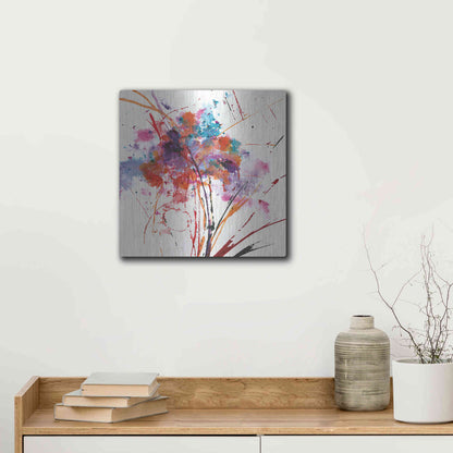 Luxe Metal Art 'Floral Explosion I on White' by Jan Griggs, Metal Wall Art,12x12