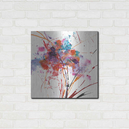 Luxe Metal Art 'Floral Explosion I on White' by Jan Griggs, Metal Wall Art,24x24