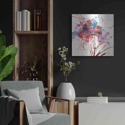 Luxe Metal Art 'Floral Explosion I on White' by Jan Griggs, Metal Wall Art,24x24