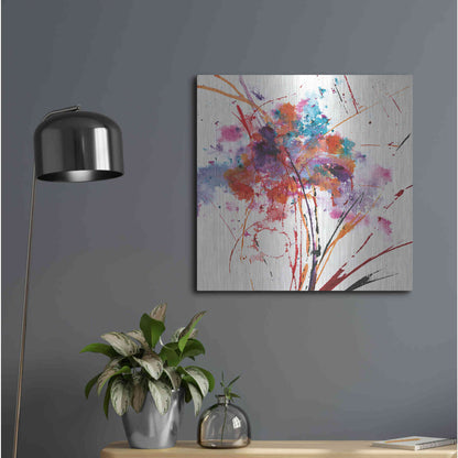 Luxe Metal Art 'Floral Explosion I on White' by Jan Griggs, Metal Wall Art,24x24