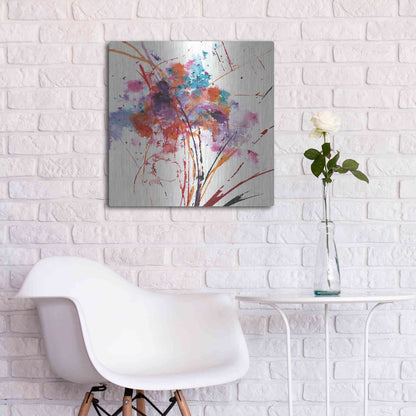 Luxe Metal Art 'Floral Explosion I on White' by Jan Griggs, Metal Wall Art,24x24